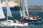 ID 6405 Weekend yacht racing on Auckland's Waitemata Harbour, New Zealand.
Here, Yachting Developments, a Farr MRX (nearest camera) and Recreation are seen on the outward leg of their race, heading toward...